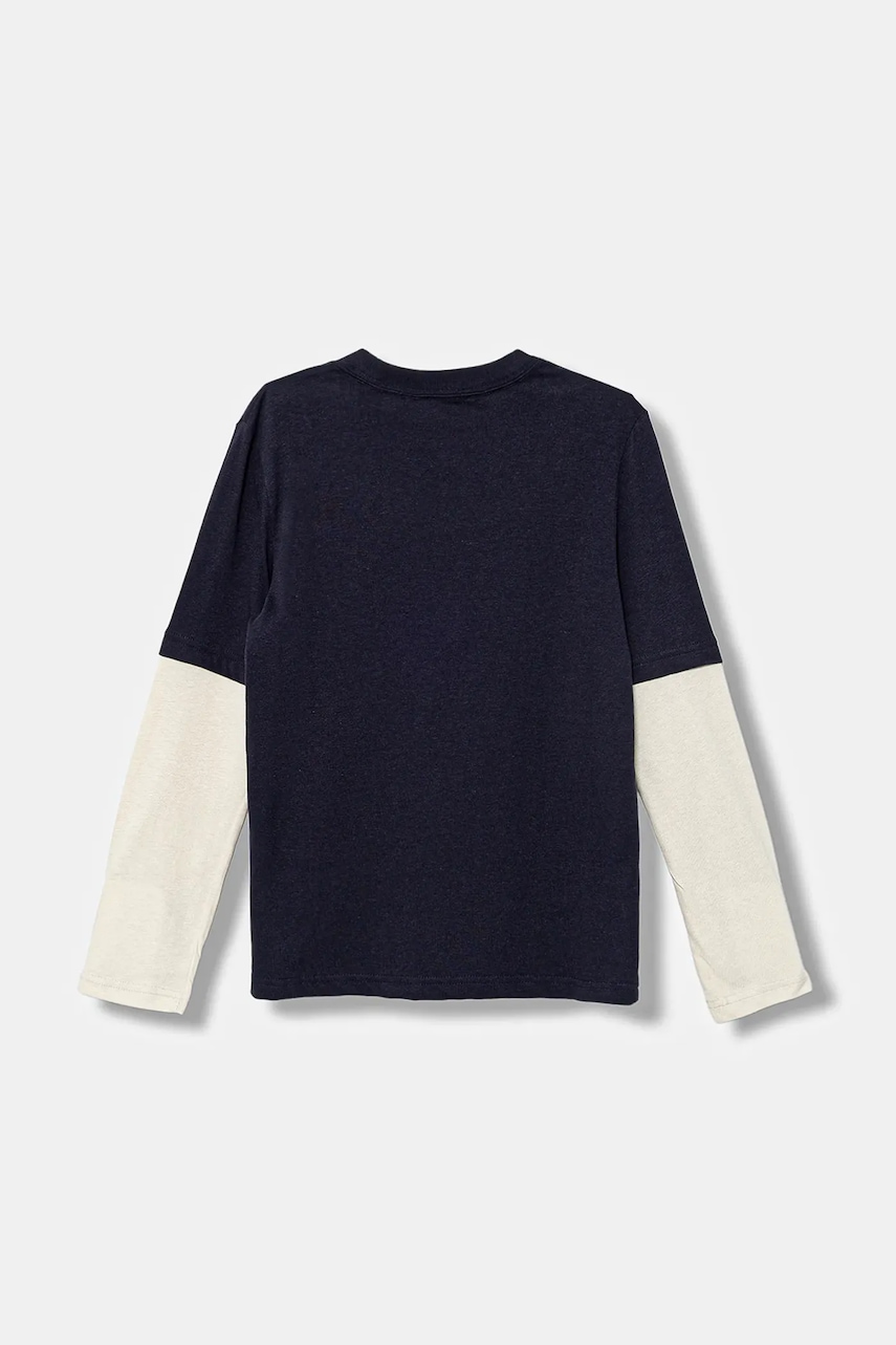 Хлопковый детский лонгслив Puma MID90s Layered Longsleeve B цвет синий с принтом 688467 Хлопковый детский лонгслив Puma MID90s Layered Longsleeve B цвет синий с принтом 688467