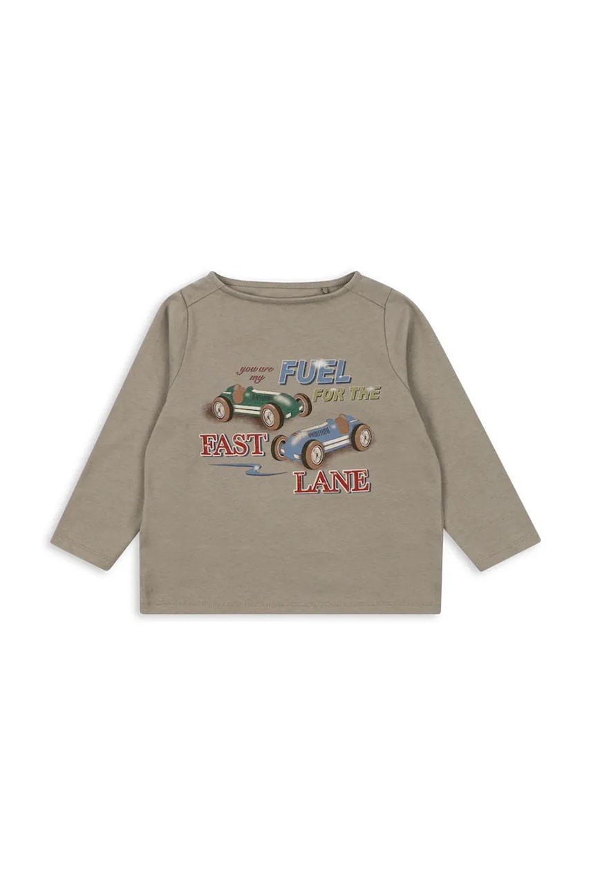 Konges Sløjd longsleeve din bumbac pentru copii DREY LS TEE GOTS culoarea verde, cu imprimeu, KS103783