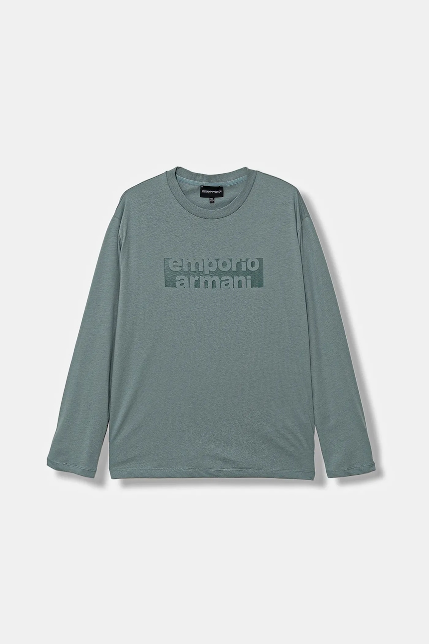Хлопковый детский лонгслив Emporio Armani 2 шт цвет синий с принтом EB000726 AF16162 Хлопковый детский лонгслив Emporio Armani 2 шт цвет синий с принтом EB000726 AF16162