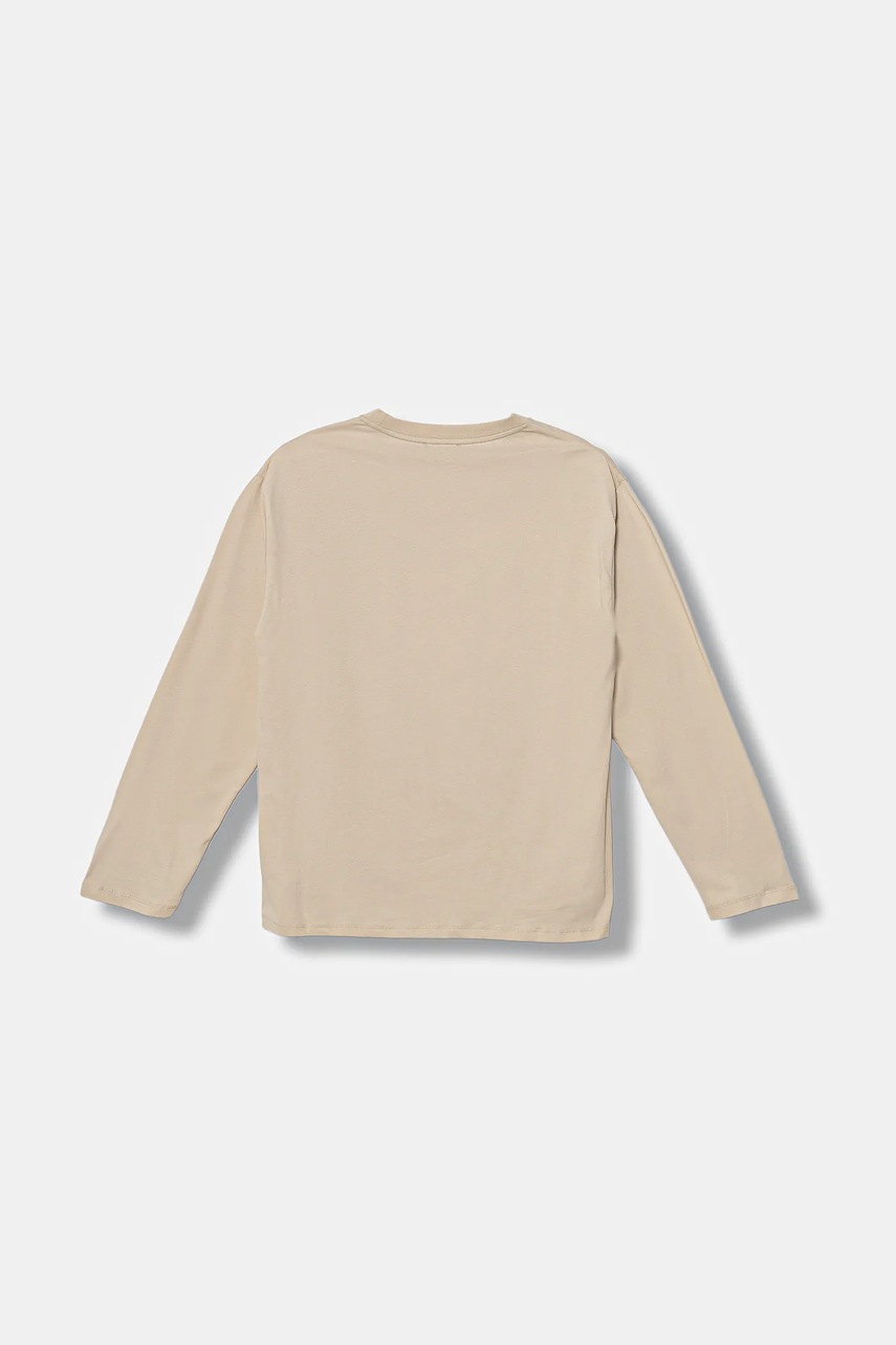 Хлопковый детский лонгслив Emporio Armani цвет бежевый с принтом EB000725 AF16162 Хлопковый детский лонгслив Emporio Armani цвет бежевый с принтом EB000725 AF16162