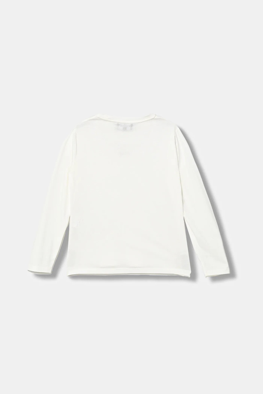 Хлопковый детский лонгслив Emporio Armani цвет белый с принтом EB000420 AF15013 Хлопковый детский лонгслив Emporio Armani цвет белый с принтом EB000420 AF15013