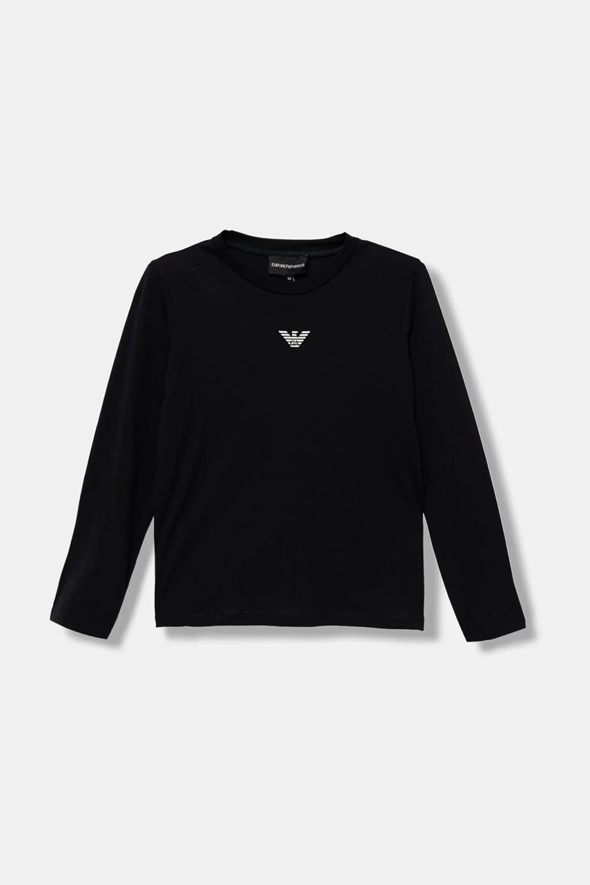 Emporio Armani longsleeve din bumbac pentru copii culoarea bleumarin, cu imprimeu, EB000420 AF15013