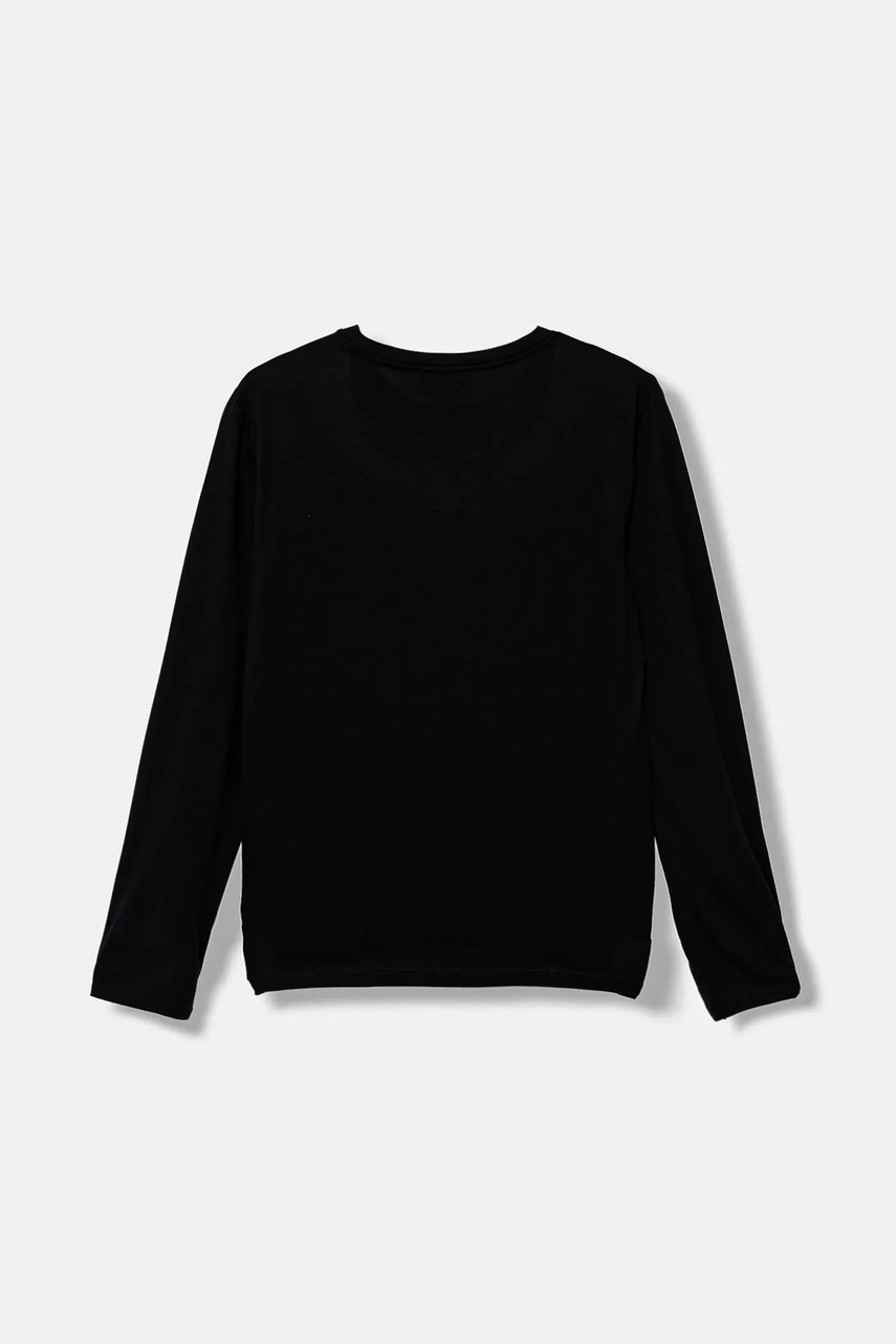 Хлопковый детский лонгслив Emporio Armani цвет синий с принтом EB000420 AF15013 Хлопковый детский лонгслив Emporio Armani цвет синий с принтом EB000420 AF15013