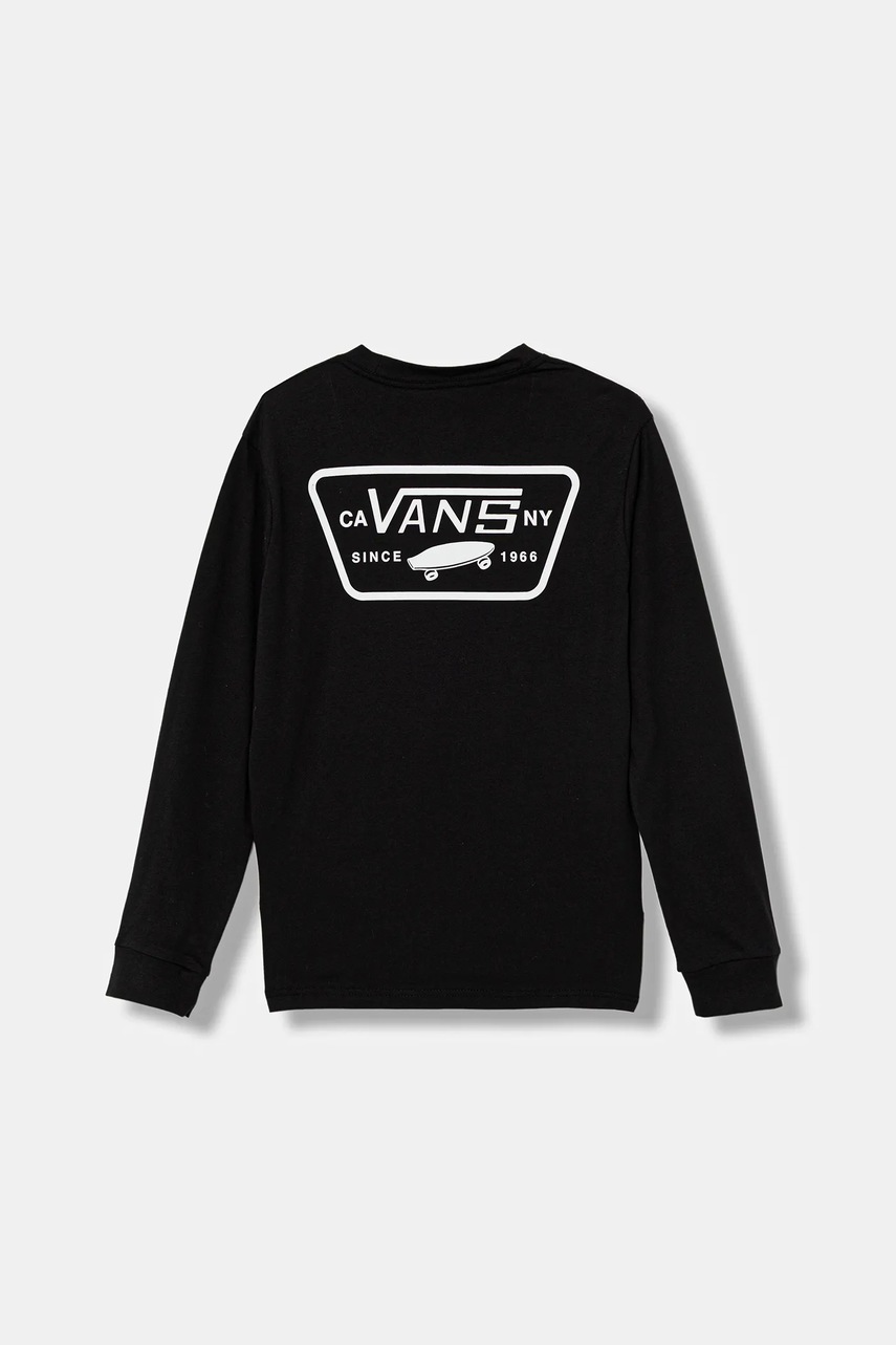 Vans longsleeve din bumbac Full Patch Back LS culoarea negru, cu imprimeu, VN000JCTBLK1