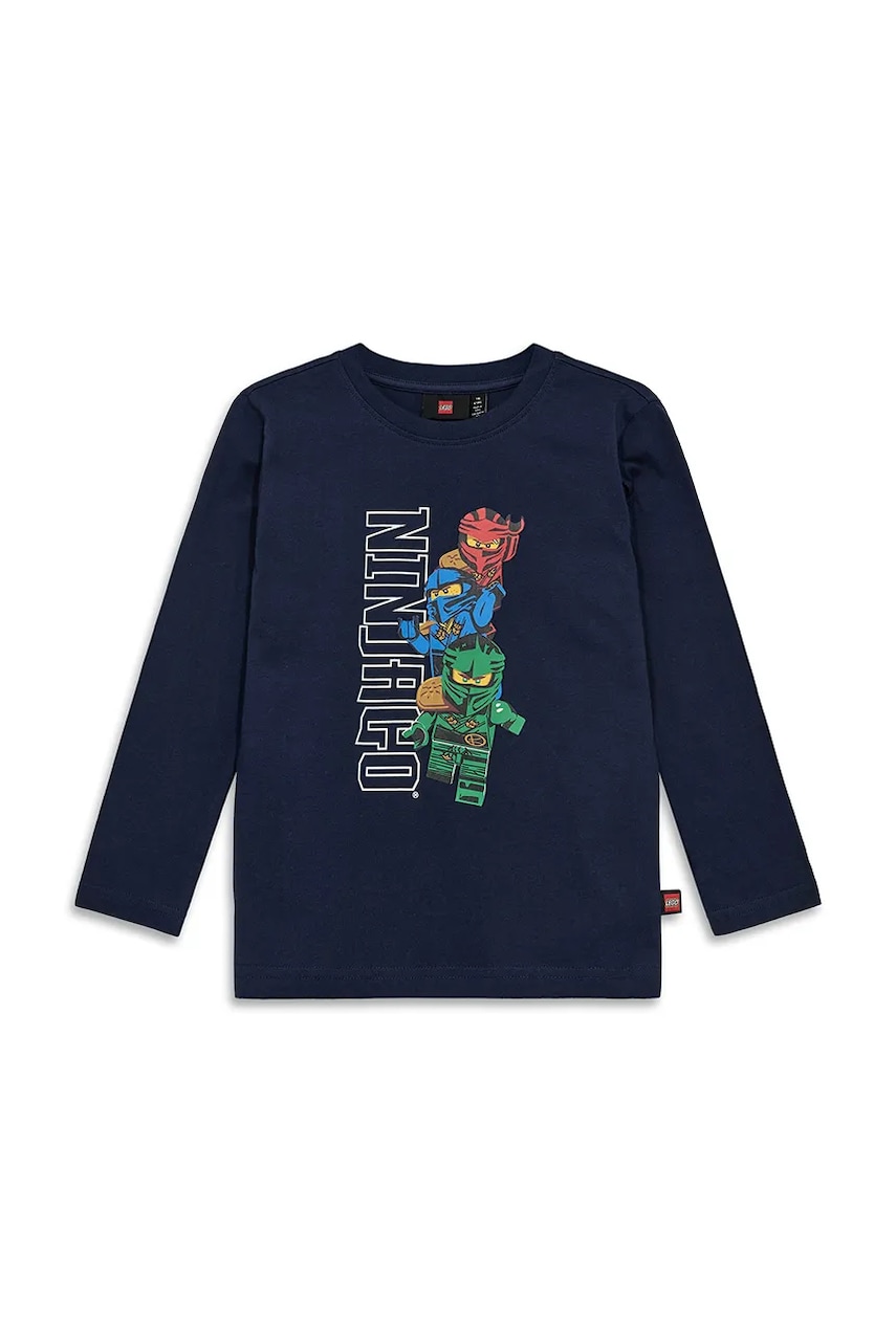 Lego longsleeve din bumbac pentru copii LWTAFFY 622 culoarea bleumarin, cu imprimeu, 11011248