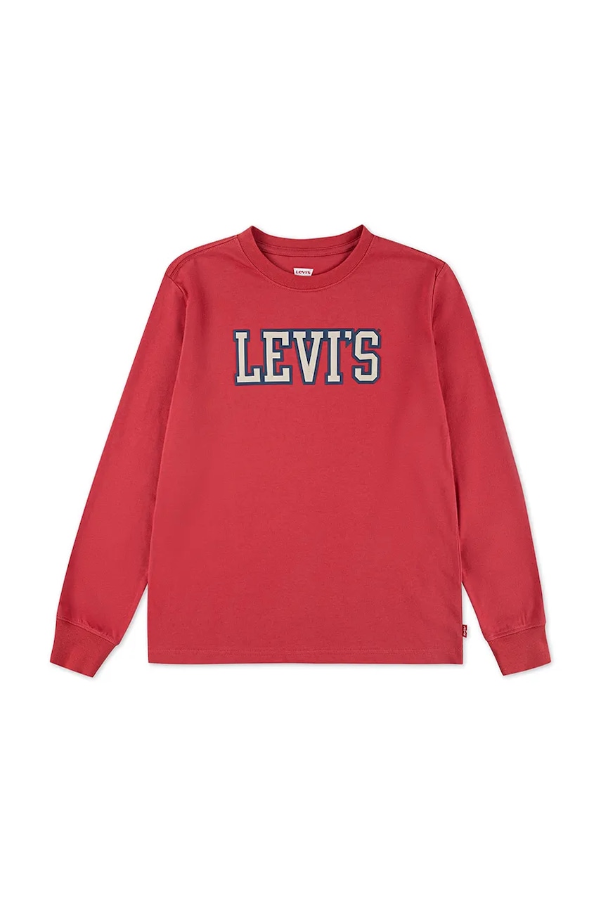 Levně Dětské bavlněné tričko s dlouhým rukávem Levi's 1873 PREP LS TEE červená barva, s potiskem, 9EN713