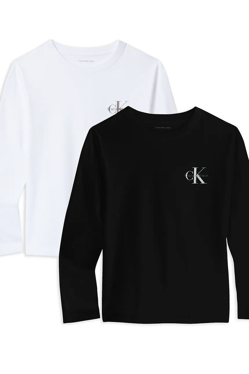 Хлопковый детский лонгслив Calvin Klein Jeans 2 шт цвет чёрный однотонный IB0IB02255 Хлопковый детский лонгслив Calvin Klein Jeans 2 шт цвет чёрный однотонный IB0IB02255