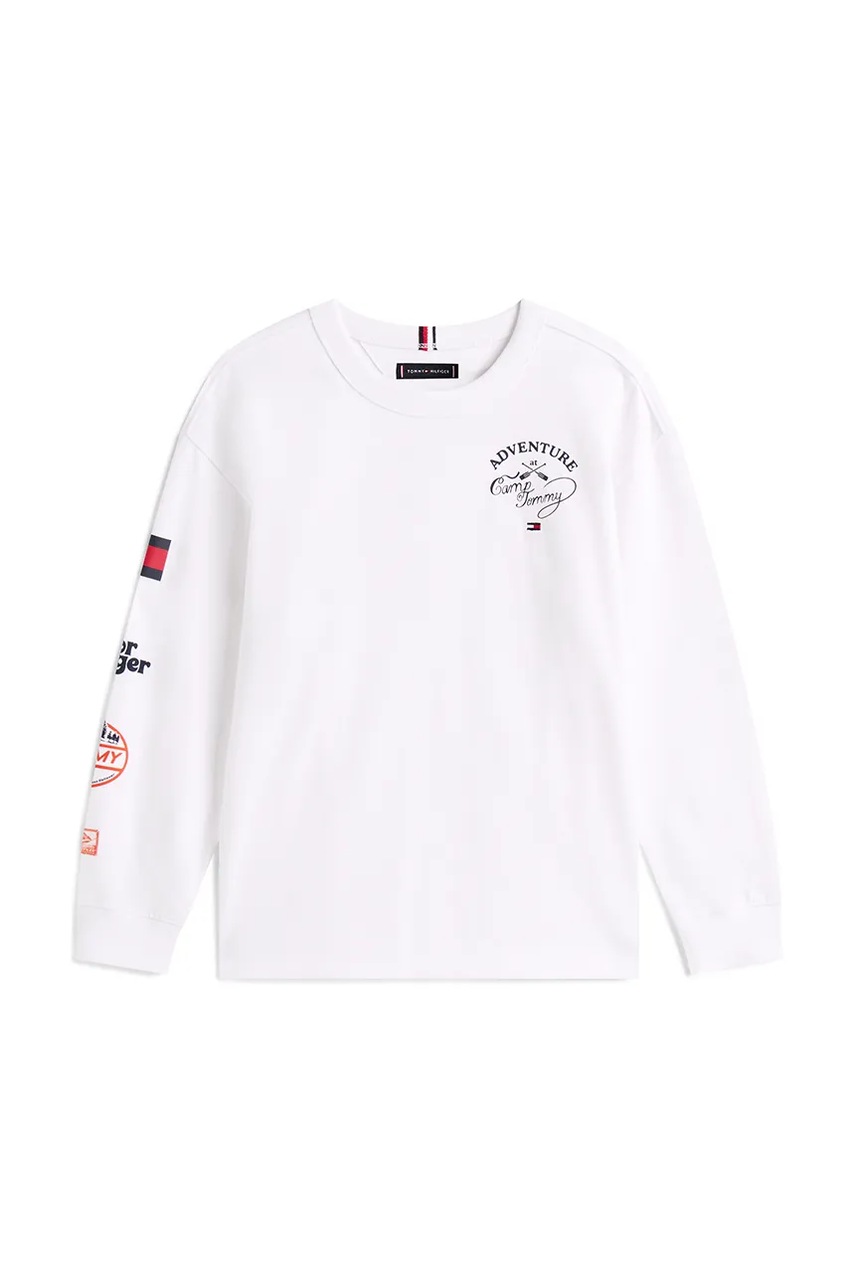 Дитячий лонгслів Tommy Hilfiger колір білий з принтом KB0KB09935