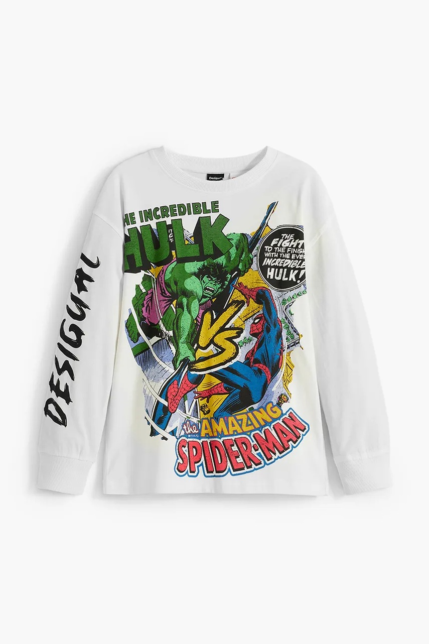 Хлопковый детский лонгслив Desigual цвет белый с принтом 25WBTK02 Хлопковый детский лонгслив Desigual цвет белый с принтом 25WBTK02