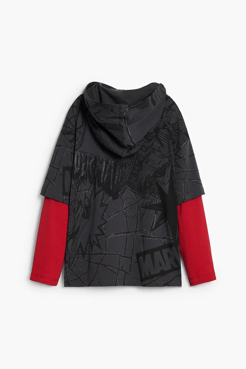 Хлопковый детский лонгслив Desigual цвет серый узор 25WBTK15 Хлопковый детский лонгслив Desigual цвет серый узор 25WBTK15