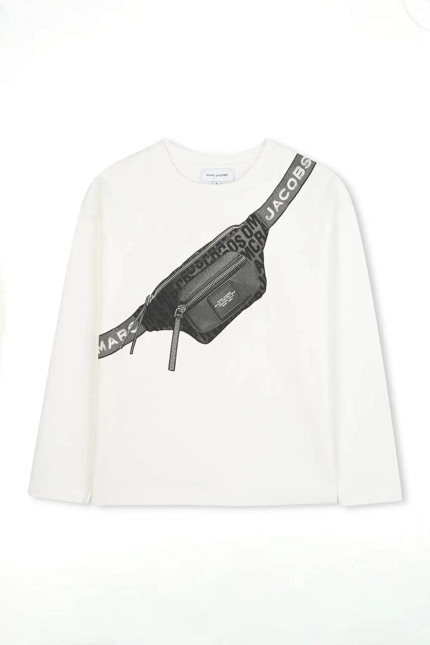 Хлопковый детский лонгслив Marc Jacobs цвет бежевый с принтом W60635 Хлопковый детский лонгслив Marc Jacobs цвет бежевый с принтом W60635