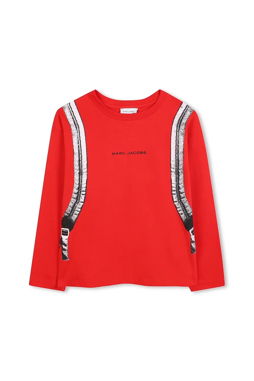 Marc Jacobs longsleeve din bumbac pentru copii culoarea roșu, cu imprimeu, W60639