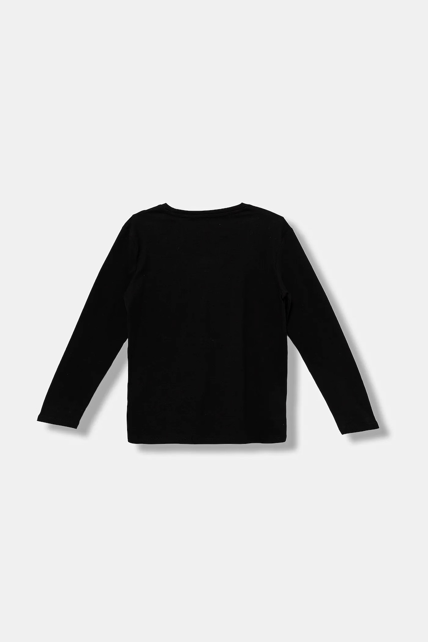Хлопковый детский лонгслив Guess цвет чёрный с принтом L5BI03 I3Z14 Хлопковый детский лонгслив Guess цвет чёрный с принтом L5BI03 I3Z14