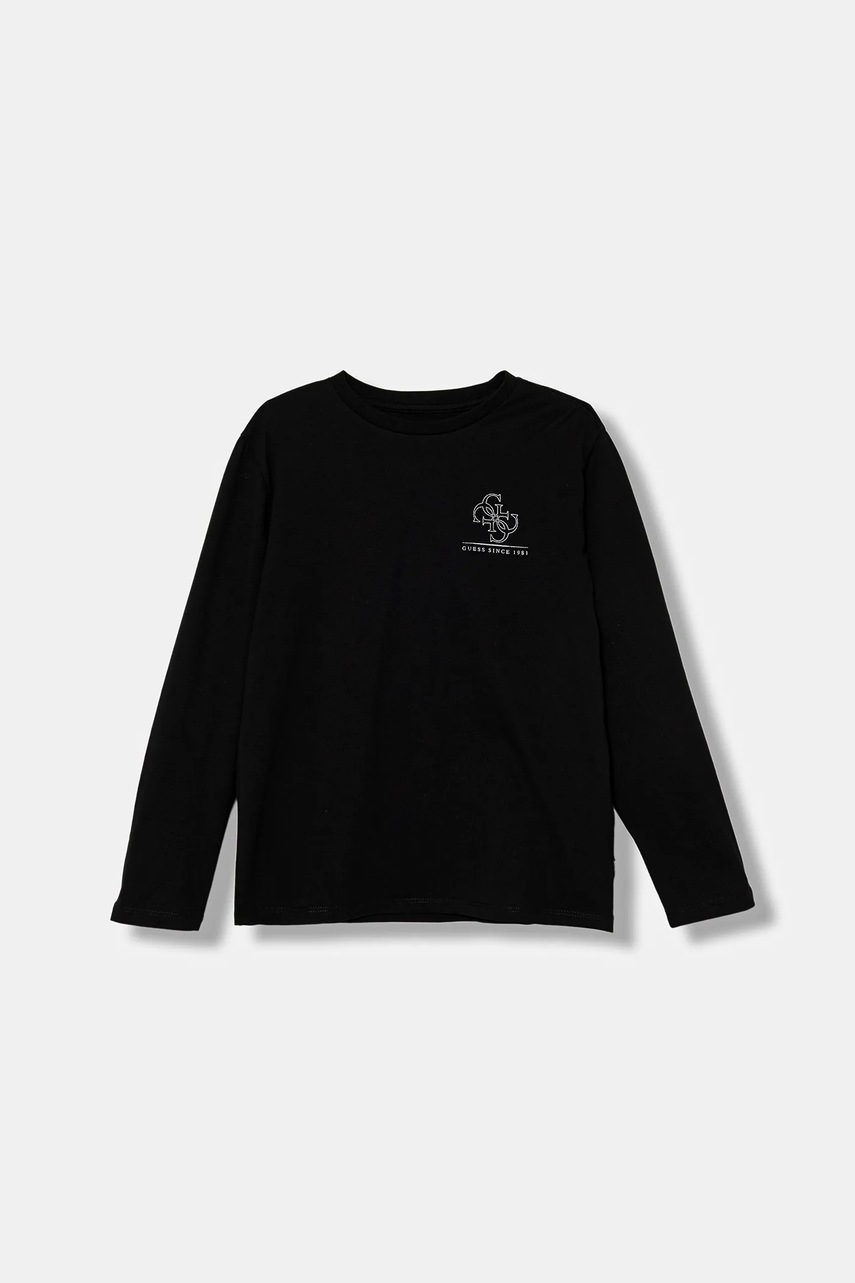 Хлопковый детский лонгслив Guess цвет чёрный узор L5BI38 KBZV1 Хлопковый детский лонгслив Guess цвет чёрный узор L5BI38 KBZV1