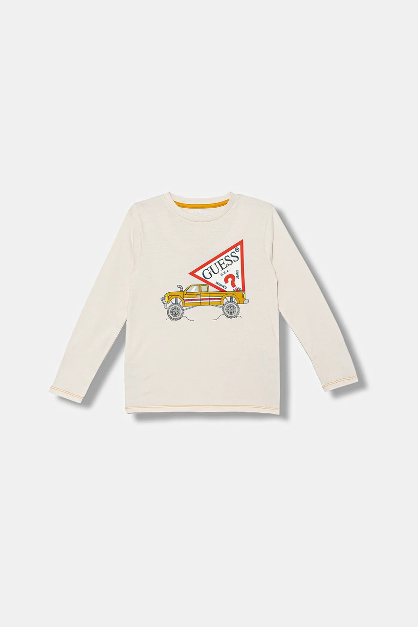 

Детска блуза с дълги ръкави Guess в бежово с принт N5BI14 I3Z14, Бежов