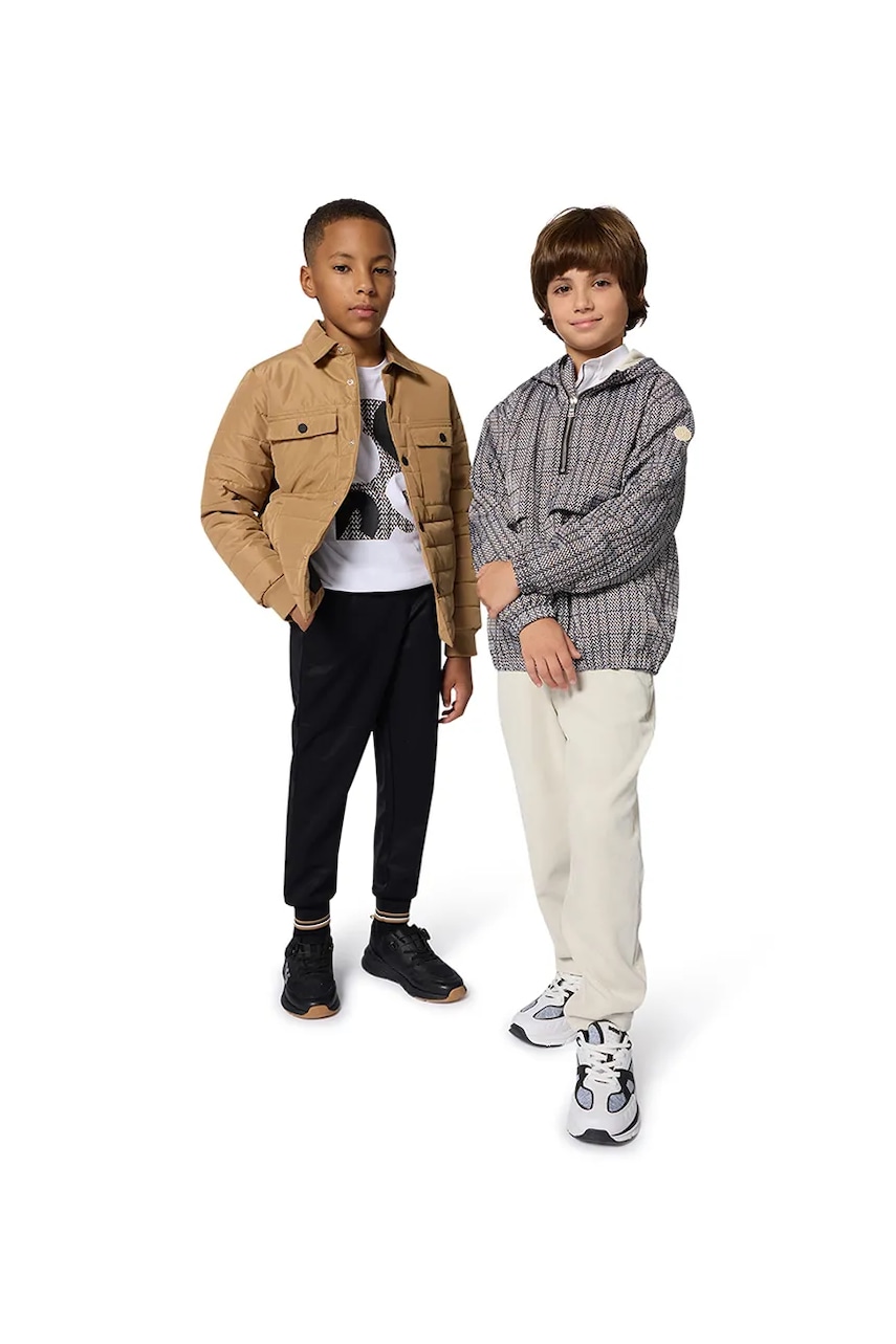 BOSS longsleeve din bumbac pentru copii culoarea alb, cu imprimeu, J52362