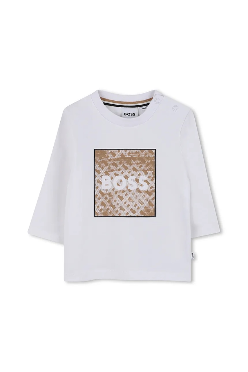 BOSS tricou din bumbac pentru bebeluși culoarea alb, cu imprimeu, J52715