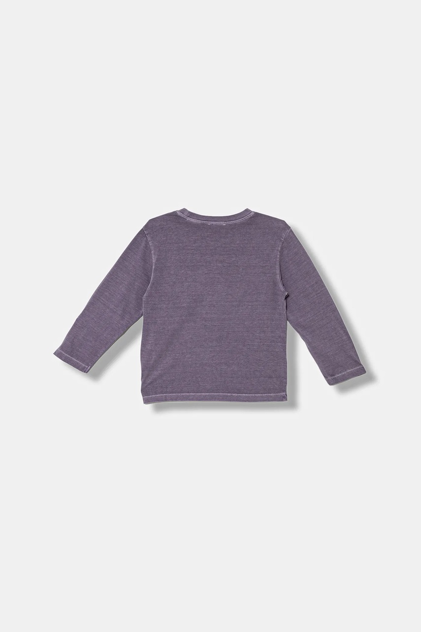 Хлопковый детский лонгслив United Colors of Benetton цвет фиолетовый с принтом 3PCMG10K6 Хлопковый детский лонгслив United Colors of Benetton цвет фиолетовый с принтом 3PCMG10K6