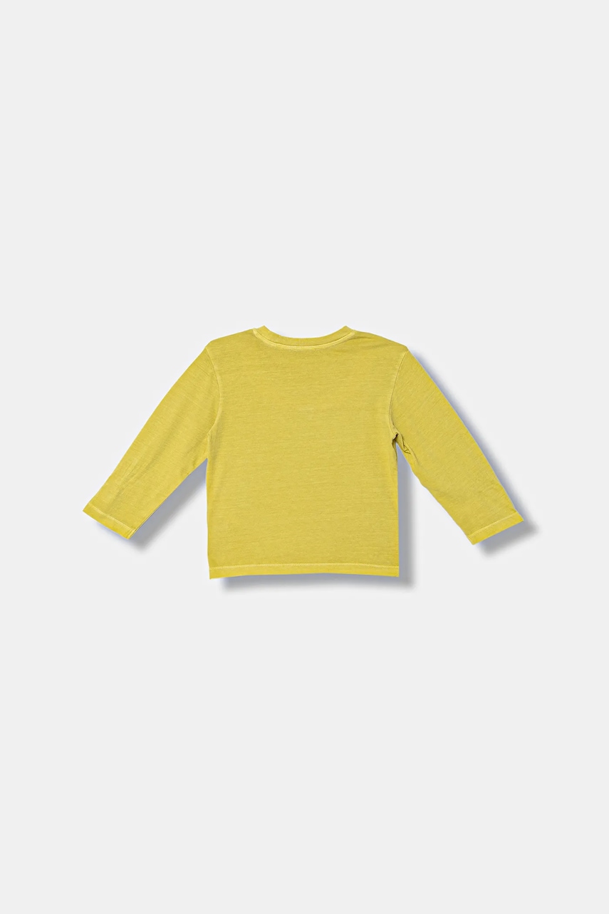 Хлопковый детский лонгслив United Colors of Benetton цвет зелёный с принтом 3PCMG10K6 Хлопковый детский лонгслив United Colors of Benetton цвет зелёный с принтом 3PCMG10K6