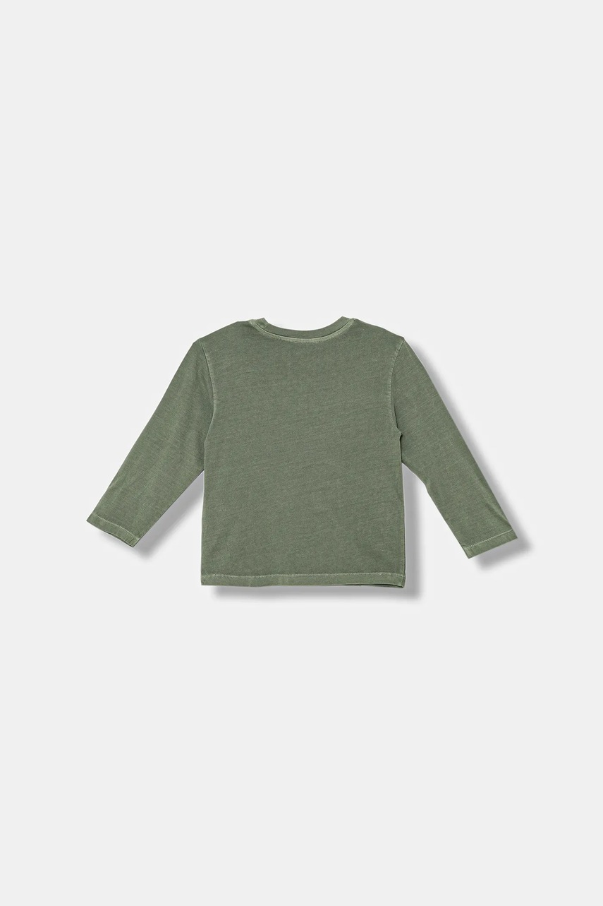 Хлопковый детский лонгслив United Colors of Benetton цвет зелёный с принтом 3PCMG10K6 Хлопковый детский лонгслив United Colors of Benetton цвет зелёный с принтом 3PCMG10K6