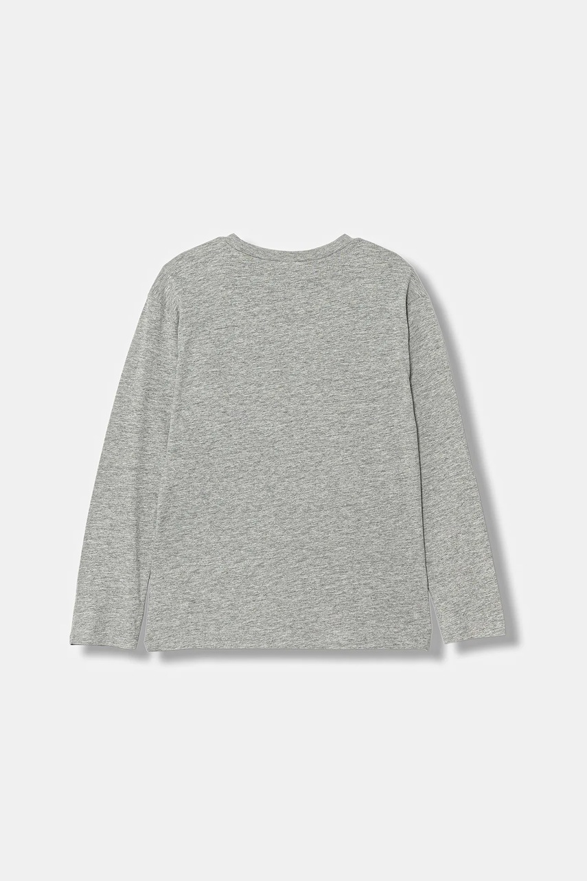 Хлопковый детский лонгслив United Colors of Benetton цвет серый с принтом 35RYC10QQ Хлопковый детский лонгслив United Colors of Benetton цвет серый с принтом 35RYC10QQ