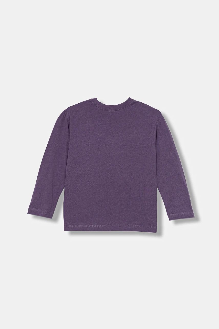 Хлопковый детский лонгслив United Colors of Benetton цвет фиолетовый с принтом 35RYG10K4 Хлопковый детский лонгслив United Colors of Benetton цвет фиолетовый с принтом 35RYG10K4