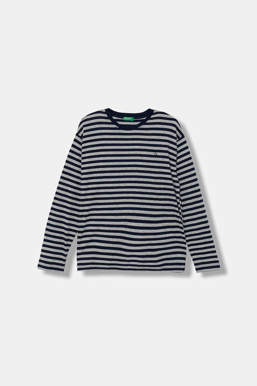 United Colors of Benetton longsleeve din bumbac pentru copii culoarea bleumarin, cu imprimeu, 3FNLC10QB