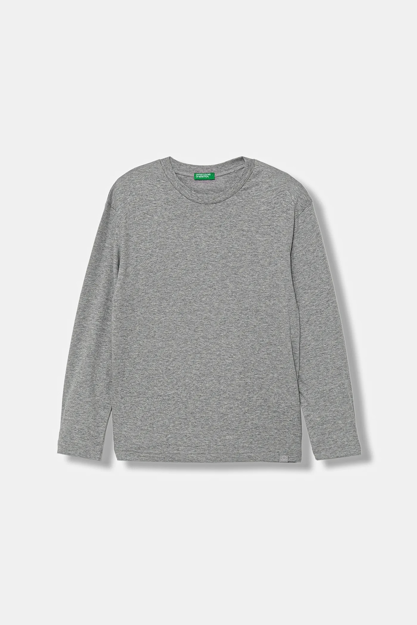 Levně Dětské bavlněné tričko s dlouhým rukávem United Colors of Benetton šedá barva, 3I1XC10DB
