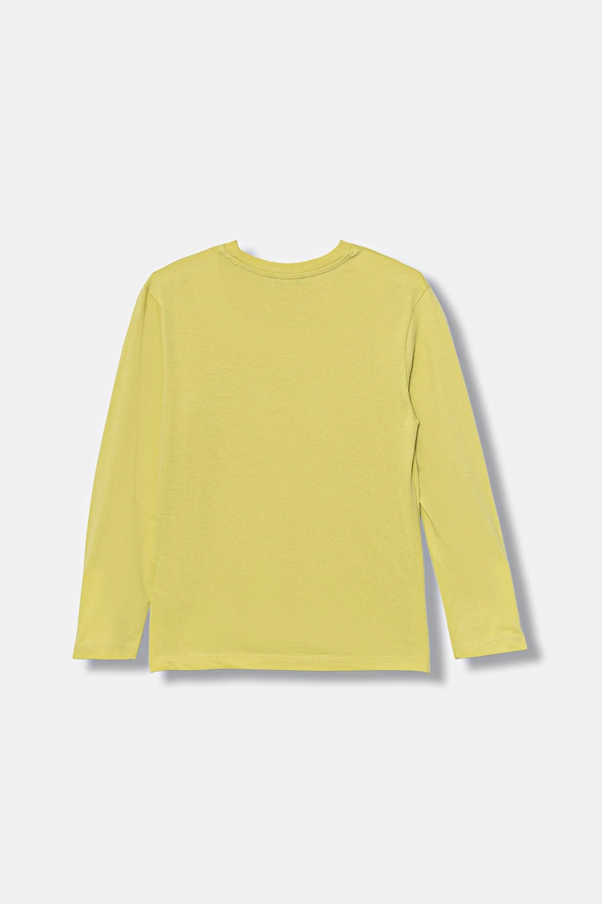 Хлопковый детский лонгслив United Colors of Benetton цвет жёлтый с принтом 3I1XC10Q3 Хлопковый детский лонгслив United Colors of Benetton цвет жёлтый с принтом 3I1XC10Q3
