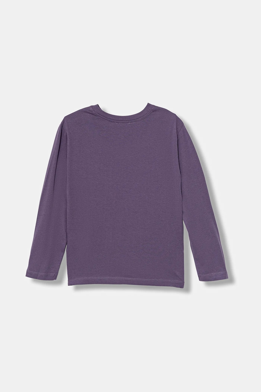 Хлопковый детский лонгслив United Colors of Benetton цвет фиолетовый с принтом 3I1XC10Q3 Хлопковый детский лонгслив United Colors of Benetton цвет фиолетовый с принтом 3I1XC10Q3