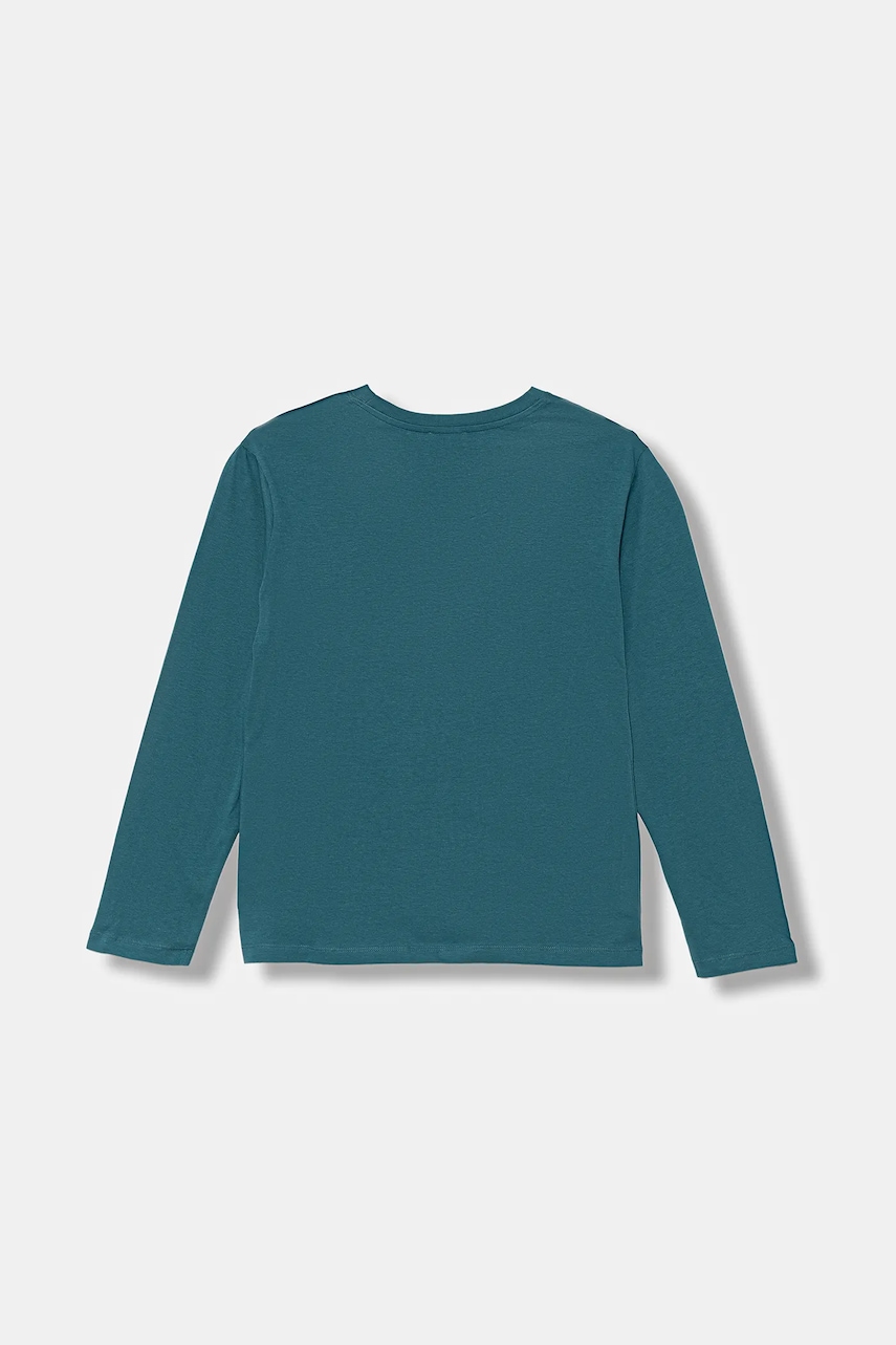Хлопковый детский лонгслив United Colors of Benetton цвет бирюзовый с принтом 3I1XC10Q3 Хлопковый детский лонгслив United Colors of Benetton цвет бирюзовый с принтом 3I1XC10Q3