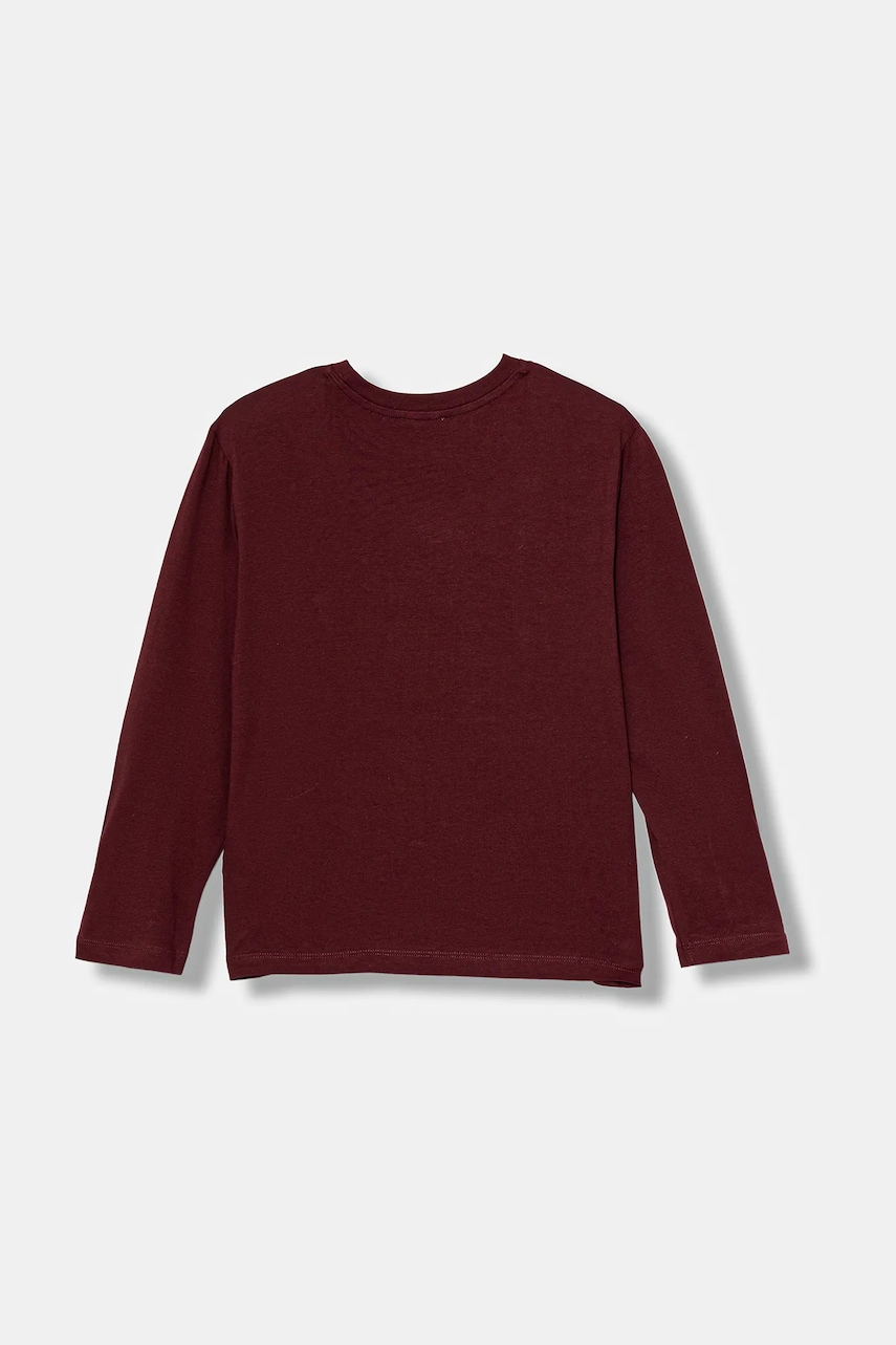 Хлопковый детский лонгслив United Colors of Benetton цвет бордовый с принтом 3I1XC10Q3 Хлопковый детский лонгслив United Colors of Benetton цвет бордовый с принтом 3I1XC10Q3