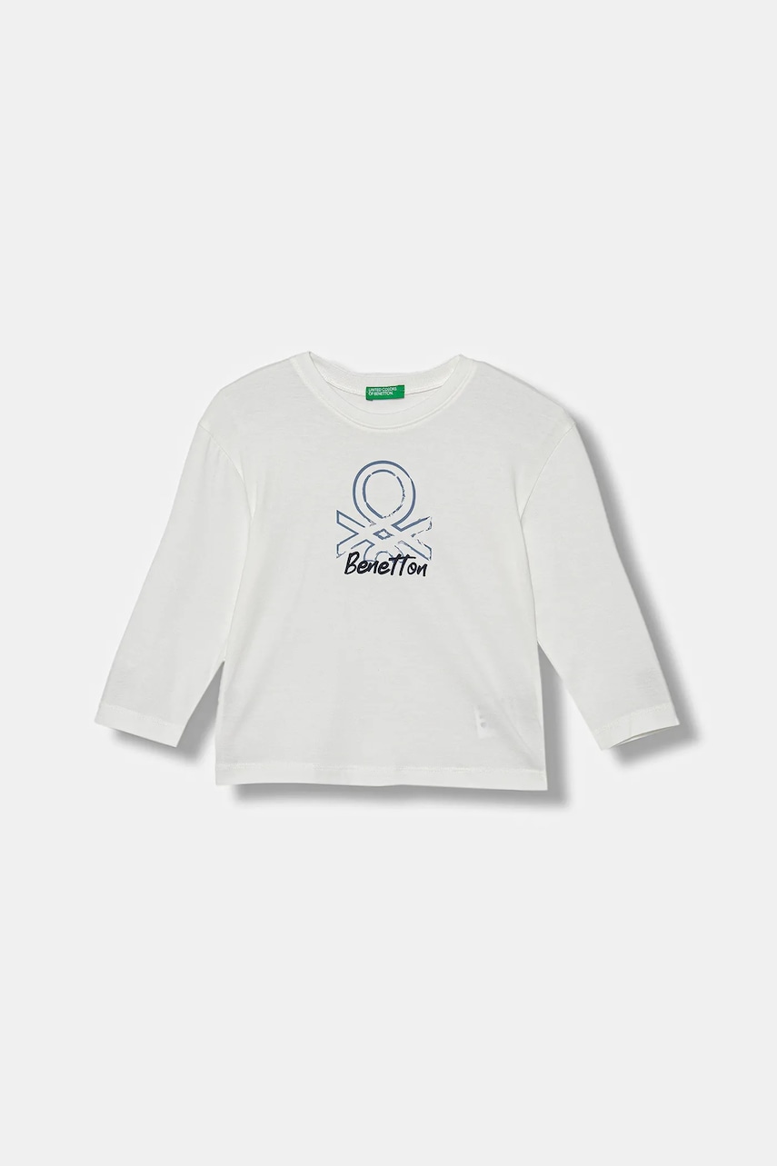 United Colors of Benetton longsleeve copii culoarea bej, cu imprimeu, 3I1XG10JZ