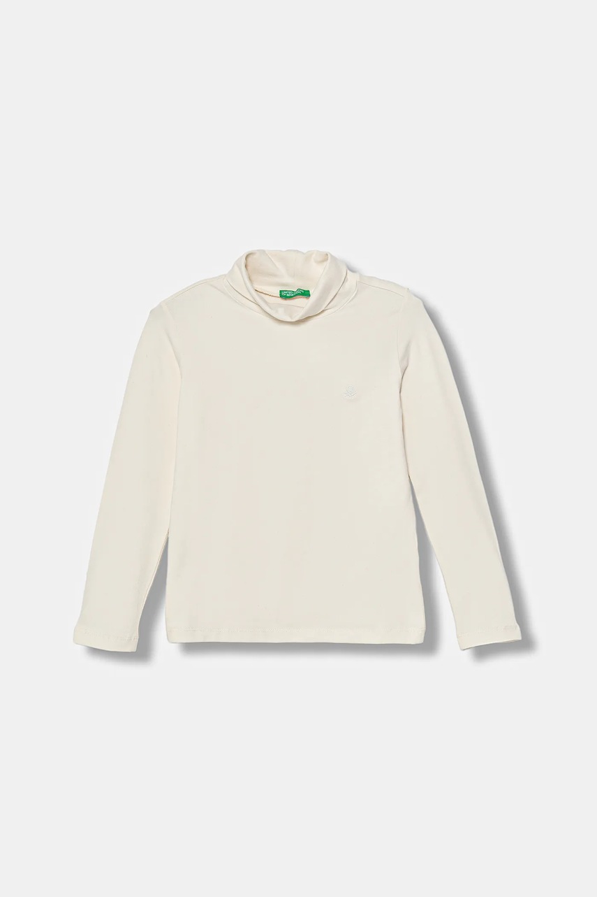 Levně Dětské tričko s dlouhým rukávem United Colors of Benetton béžová barva, 3DKEG10JU