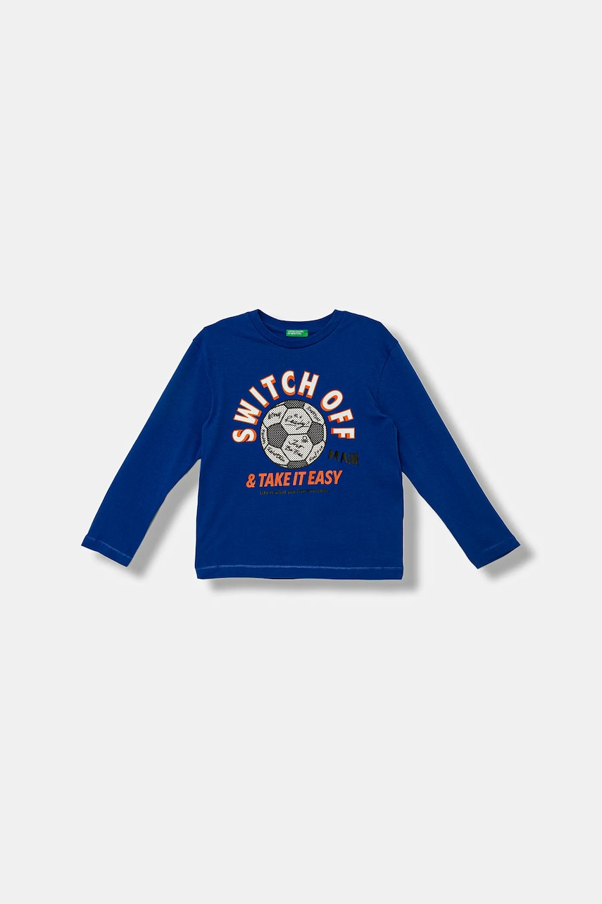 United Colors of Benetton longsleeve din bumbac pentru copii cu imprimeu, 3I1XC10QR