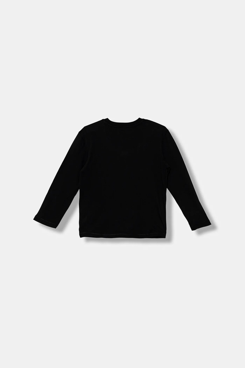 Хлопковый детский лонгслив United Colors of Benetton цвет чёрный с принтом 3I1XC10QR Хлопковый детский лонгслив United Colors of Benetton цвет чёрный с принтом 3I1XC10QR