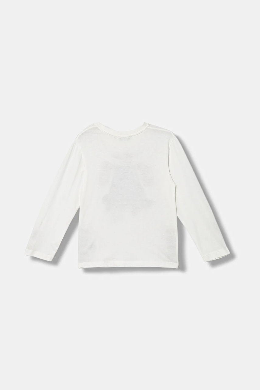 Хлопковый детский лонгслив United Colors of Benetton цвет белый с принтом 3I1XG10KQ Хлопковый детский лонгслив United Colors of Benetton цвет белый с принтом 3I1XG10KQ