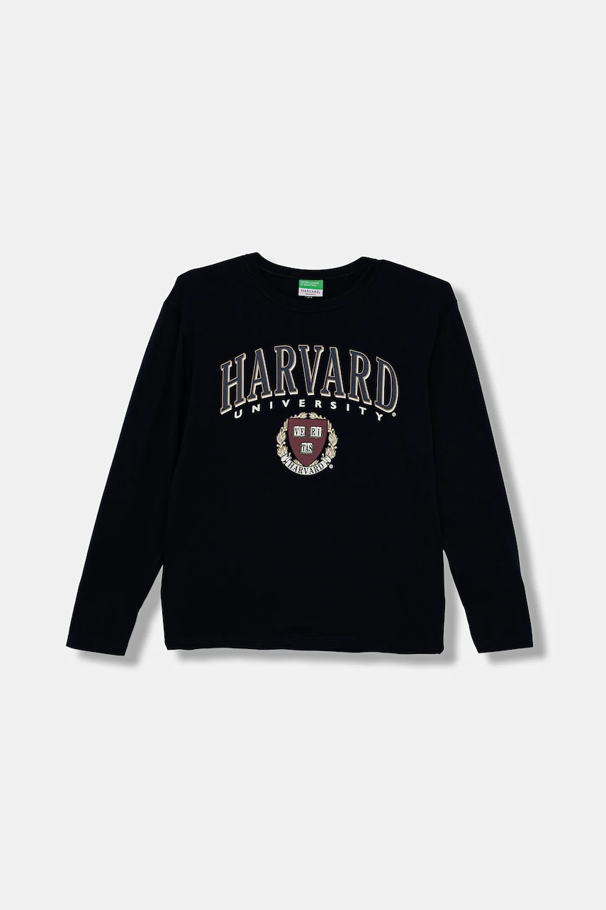 United Colors of Benetton longsleeve din bumbac pentru copii culoarea bleumarin, cu imprimeu, 3IVWC10PW