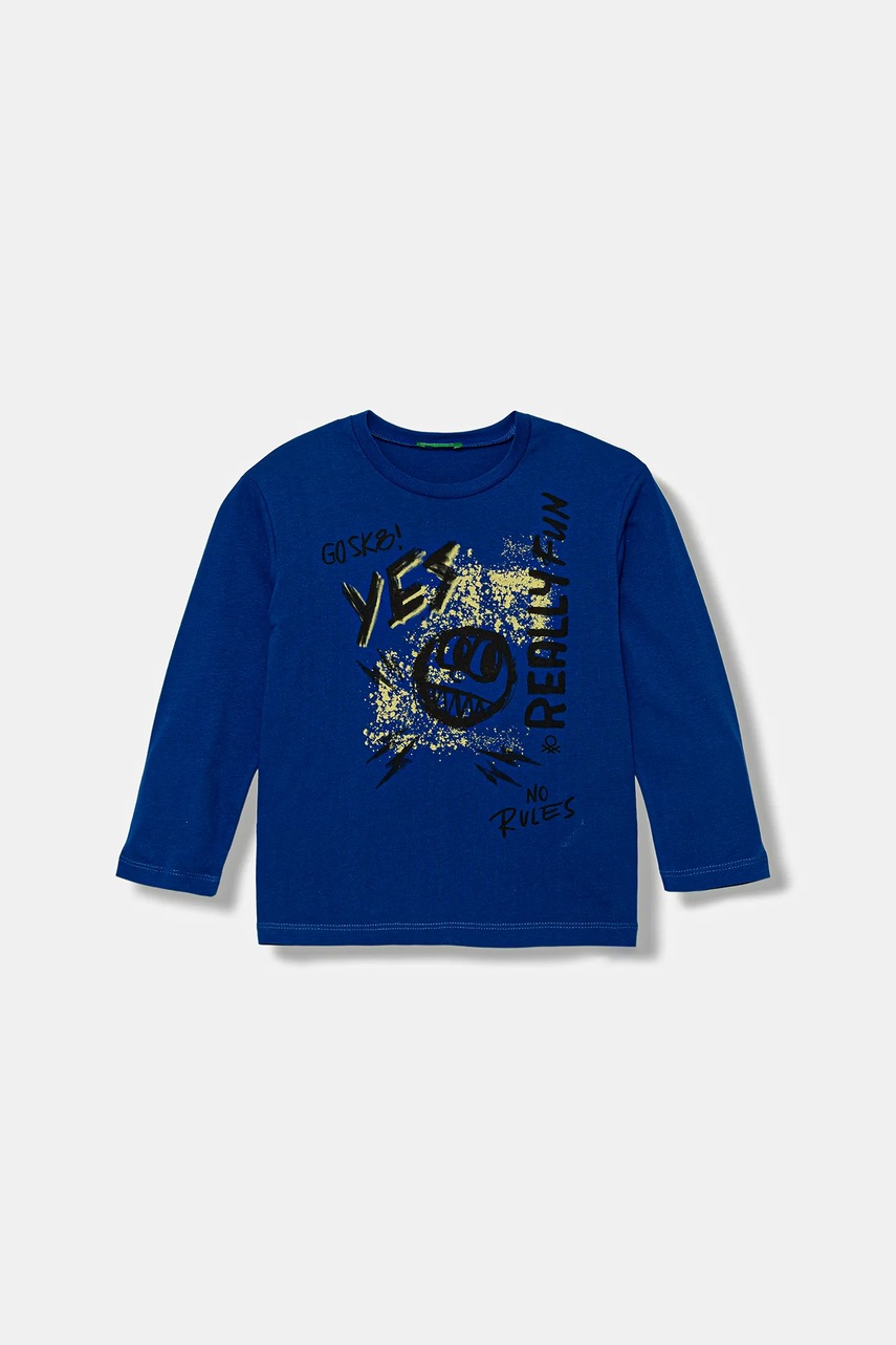United Colors of Benetton longsleeve din bumbac pentru copii cu imprimeu, 3JERG10K5