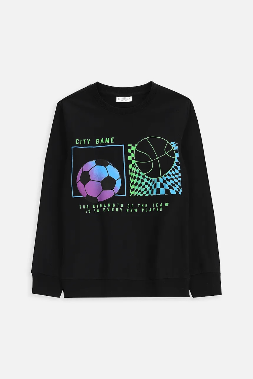 Coccodrillo longsleeve din bumbac pentru copii culoarea negru, cu imprimeu, EVERYDAY BOY A
