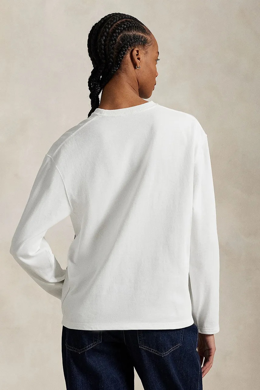 Хлопковый лонгслив Polo Ralph Lauren цвет белый 211967105