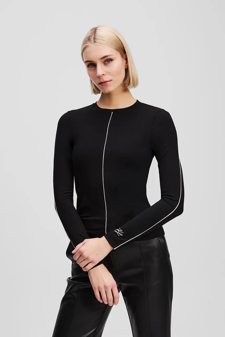 Karl Lagerfeld longsleeve culoarea negru, A3W17007