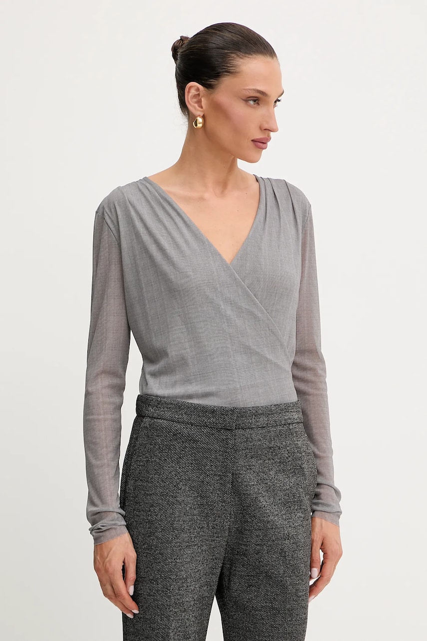BOSS bluza culoarea gri, uni, 50543183
