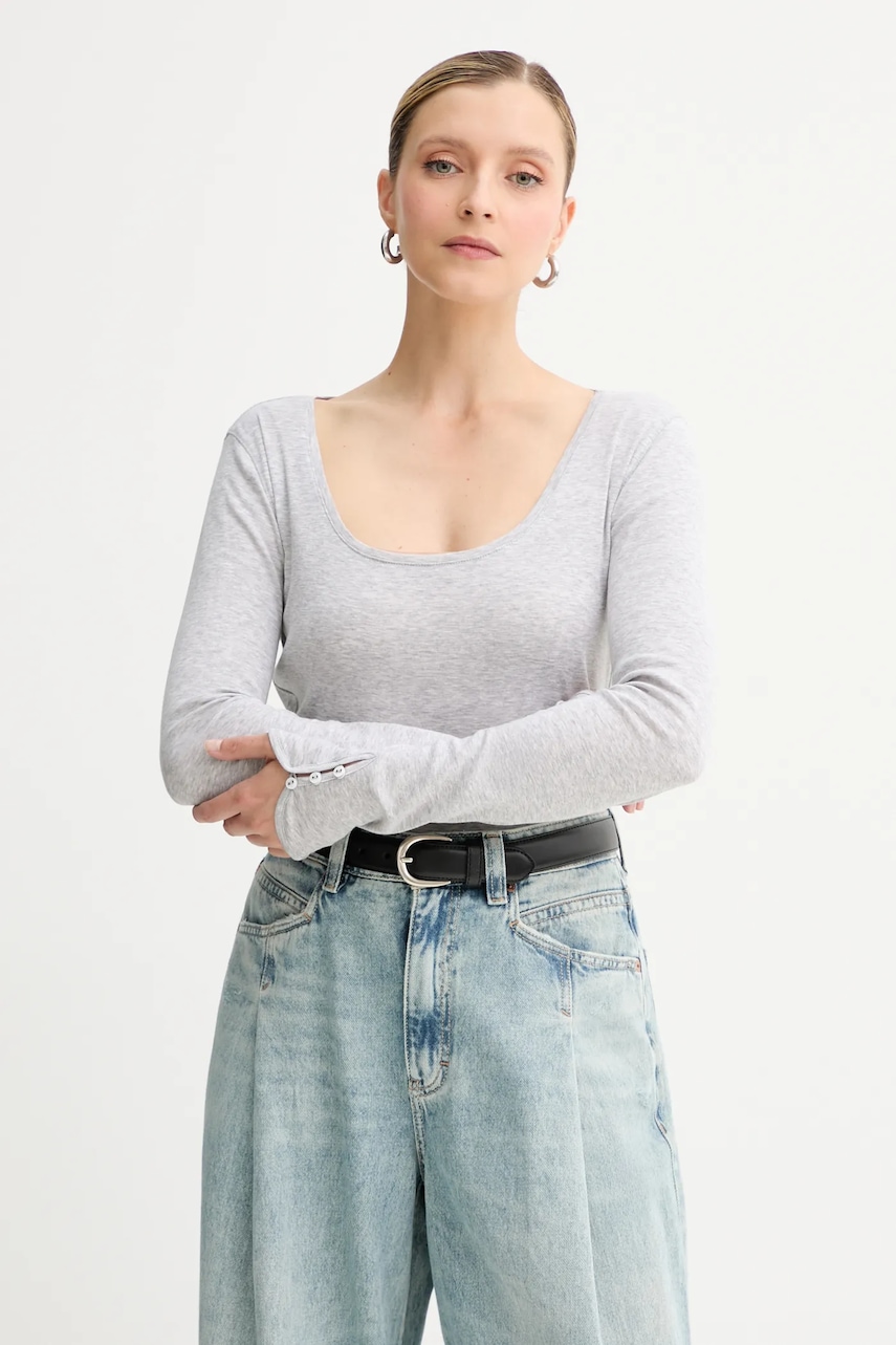 BOSS Orange longsleeve culoarea gri, 50542107