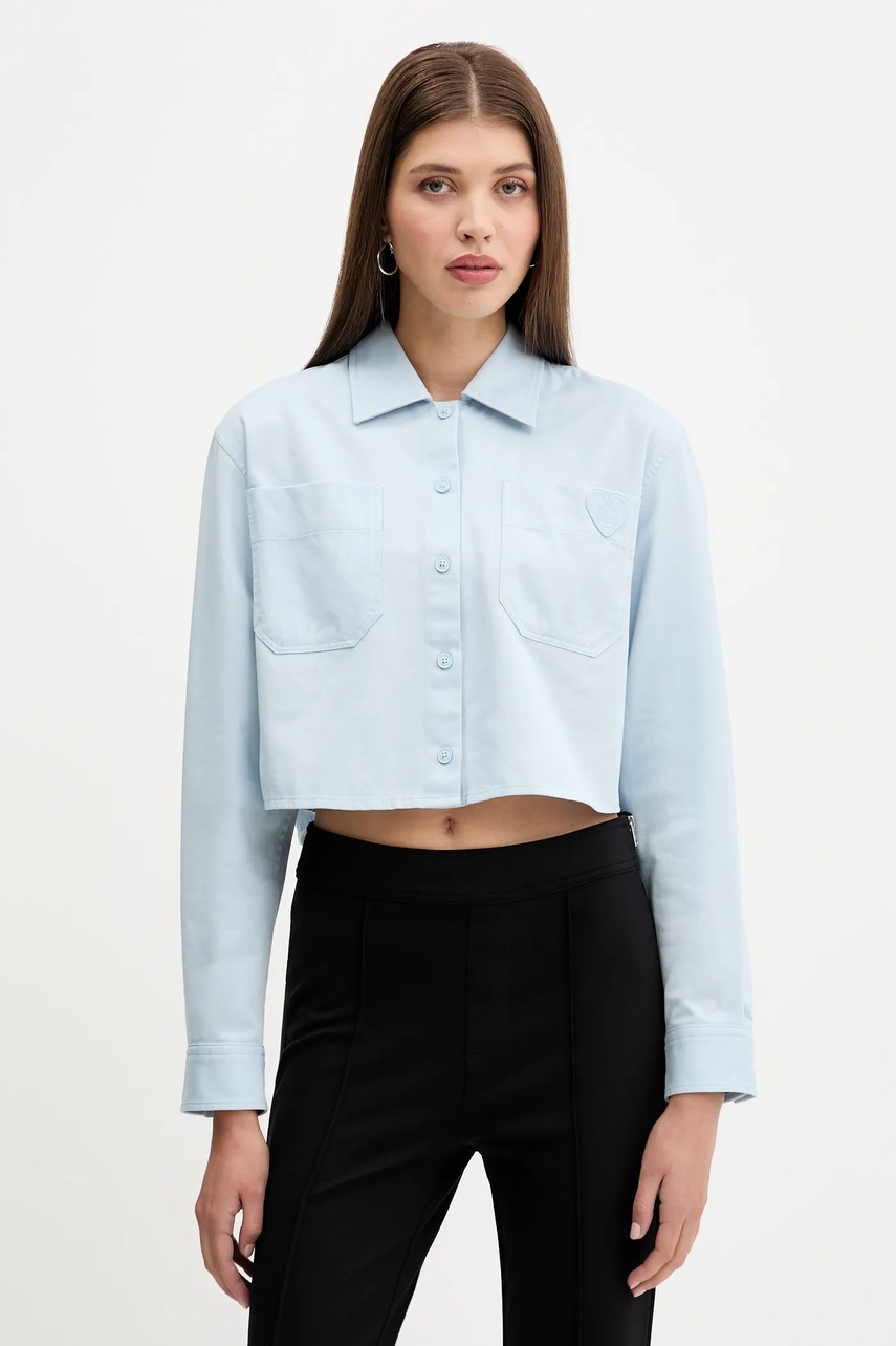 Levně Bavlněná košile Hugo Blue dámská, modrá barva, regular, s klasickým límcem, 50542967