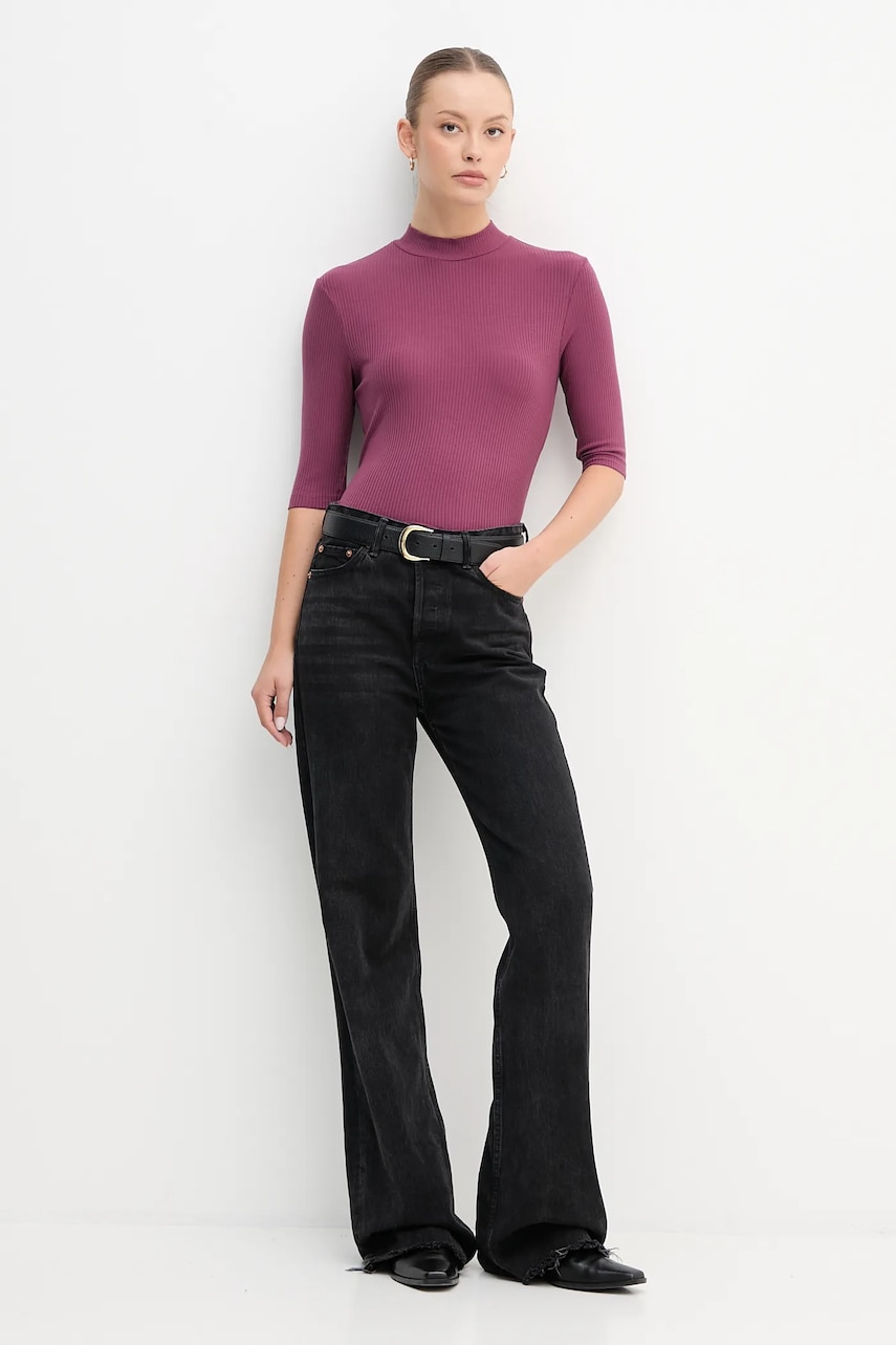 Футболка United Colors of Benetton цвет фиолетовый с полугольфом 36K8D201B Футболка United Colors of Benetton цвет фиолетовый с полугольфом 36K8D201B