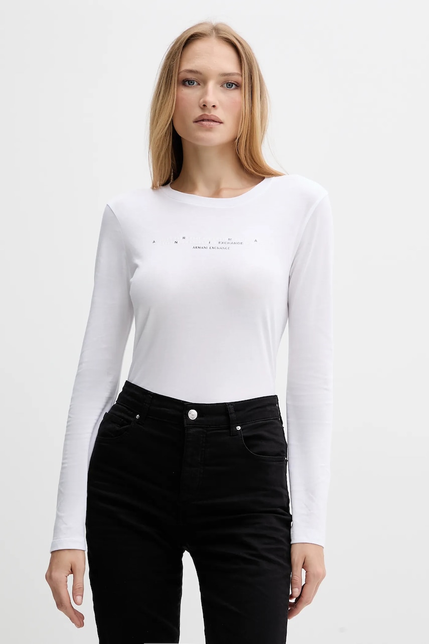 Armani Exchange longsleeve din bumbac culoarea alb, XW001360 AF10356
