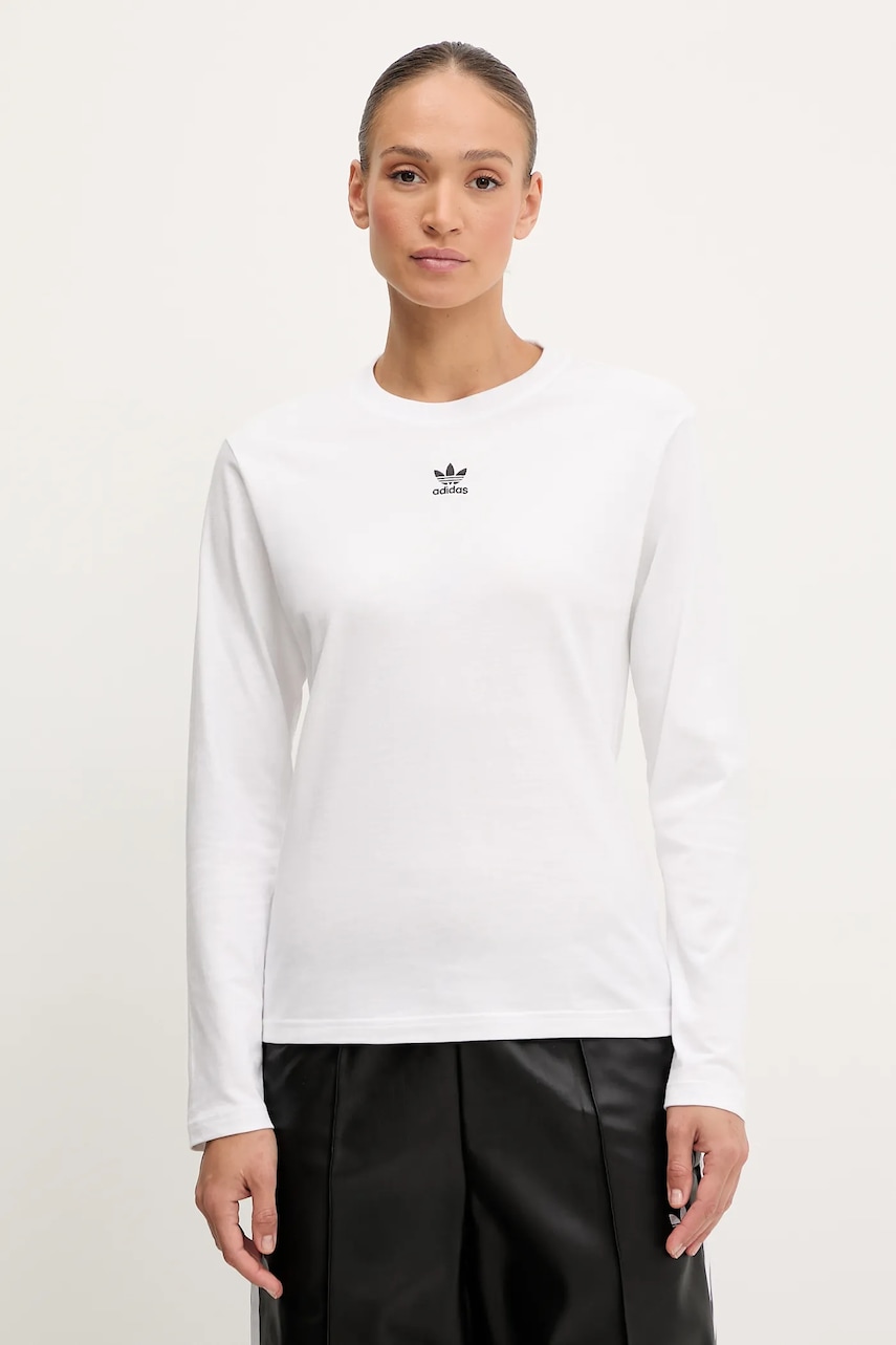 adidas Originals longsleeve din bumbac Essentials culoarea alb, JW7454