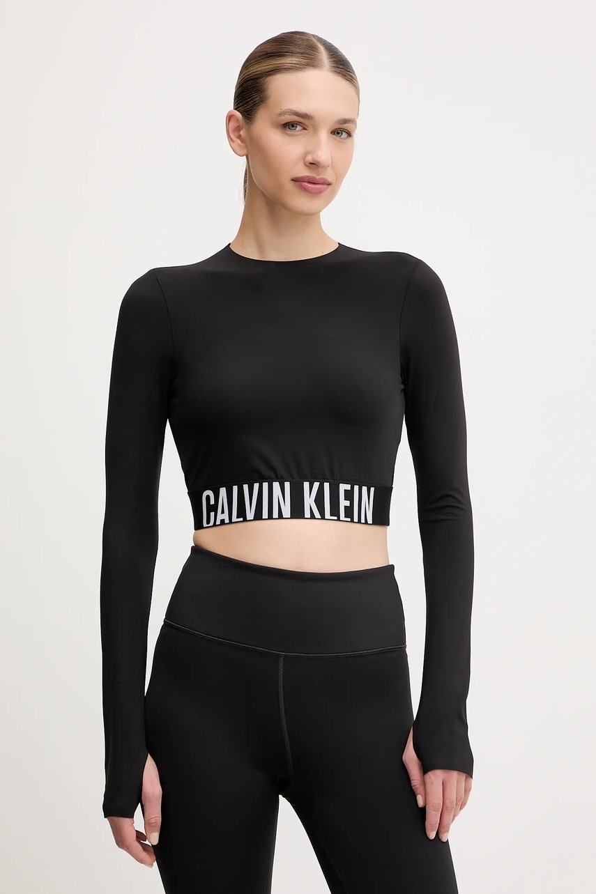 Levně Tréninkové tričko s dlouhým rukávem Calvin Klein Performance černá barva, LVGWF5K202