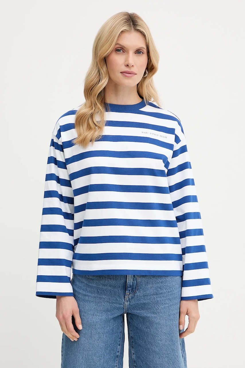 Marc O'Polo longsleeve din bumbac culoarea bleumarin, 5000006526